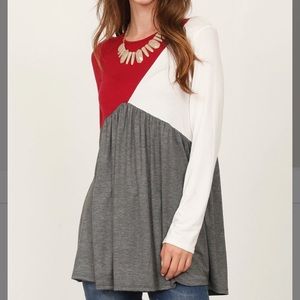Burgundy & Charcoal Colour Block Tunic